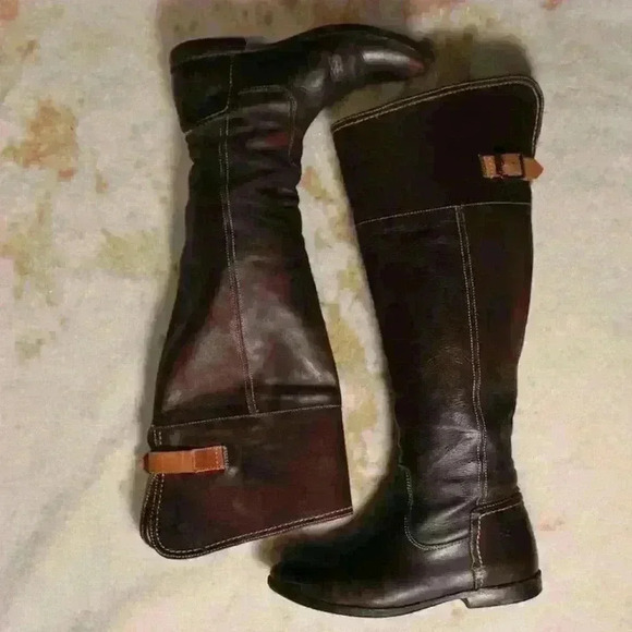 VINTAGE FRYE Brown Knee High Fold Over Riding Boots Buckle Back Women 5.5 - 6 - Picture 13 of 16